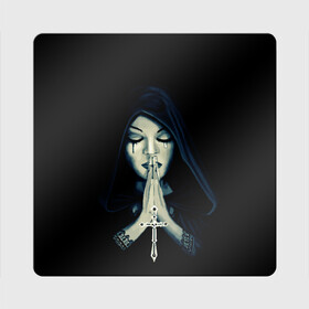 Магнит виниловый Квадрат с принтом Монашка с крестом в Екатеринбурге, полимерный материал с магнитным слоем | размер 9*9 см, закругленные углы | Тематика изображения на принте: анархия | крест | крест и монашка | крест череп | крестик | манархия | манашка | молитва | молится | монашка | монашка и крест | монашка с крестиком | монашка с крестом | монашки | с крестом | череп
