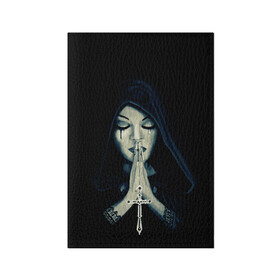 Обложка для паспорта матовая кожа с принтом Монашка с крестом в Екатеринбурге, натуральная матовая кожа | размер 19,3 х 13,7 см; прозрачные пластиковые крепления | анархия | крест | крест и монашка | крест череп | крестик | манархия | манашка | молитва | молится | монашка | монашка и крест | монашка с крестиком | монашка с крестом | монашки | с крестом | череп
