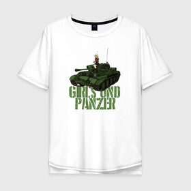 Мужская футболка хлопок Oversize с принтом Girls und Panzer св Глориана в Екатеринбурге, 100% хлопок | свободный крой, круглый ворот, “спинка” длиннее передней части | Тематика изображения на принте: darjeeling | girls und panzer | girls und panzer правда | дарджилинг | девочки и танки | девушки и танки | катюша | нисидзуми михо | правда | танки