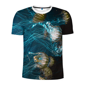Мужская футболка 3D спортивная с принтом Медузы в Екатеринбурге, 100% полиэстер с улучшенными характеристиками | приталенный силуэт, круглая горловина, широкие плечи, сужается к линии бедра | medusa | животные | медузы | мир | подводный | рыбы | щупальца