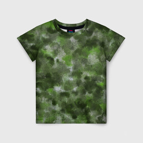 Детская футболка 3D с принтом Canvas Green Camo в Екатеринбурге, 100% гипоаллергенный полиэфир | прямой крой, круглый вырез горловины, длина до линии бедер, чуть спущенное плечо, ткань немного тянется | abstraction | camouflage | canvas | green | камуфляж