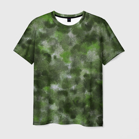 Мужская футболка 3D с принтом Canvas Green Camo в Екатеринбурге, 100% полиэфир | прямой крой, круглый вырез горловины, длина до линии бедер | Тематика изображения на принте: abstraction | camouflage | canvas | green | камуфляж