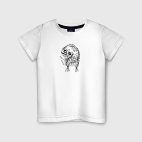 Детская футболка хлопок с принтом Сова в Екатеринбурге, 100% хлопок | круглый вырез горловины, полуприлегающий силуэт, длина до линии бедер | Тематика изображения на принте: пернатый | перья | птица | птичка | сова | сон