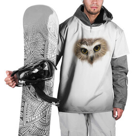 Накидка на куртку 3D с принтом СоВа на белом в Екатеринбурге, 100% полиэстер |  | глаза | лес | природа | птица | сова