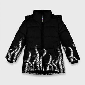 Зимняя куртка для девочек 3D с принтом Octopus Щупальца в Екатеринбурге, ткань верха — 100% полиэстер; подклад — 100% полиэстер, утеплитель — 100% полиэстер. | длина ниже бедра, удлиненная спинка, воротник стойка и отстегивающийся капюшон. Есть боковые карманы с листочкой на кнопках, утяжки по низу изделия и внутренний карман на молнии. 

Предусмотрены светоотражающий принт на спинке, радужный светоотражающий элемент на пуллере молнии и на резинке для утяжки. | animal | beast | kraken | ocean | octopus | sea | ship | water | вода | животные | звери | корабль | кракен | море | океан | осьминог | рыбы | чб | щупальца
