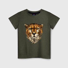 Детская футболка хлопок с принтом ГЕПАРД в Екатеринбурге, 100% хлопок | круглый вырез горловины, полуприлегающий силуэт, длина до линии бедер | гепрад | животные | звири | кошка | кошки | леопард | природа