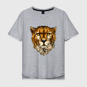 Мужская футболка хлопок Oversize с принтом ГЕПАРД в Екатеринбурге, 100% хлопок | свободный крой, круглый ворот, “спинка” длиннее передней части | гепрад | животные | звири | кошка | кошки | леопард | природа