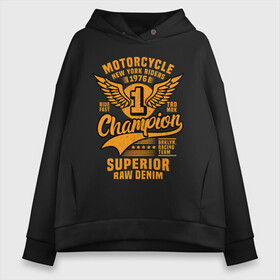 Женское худи Oversize хлопок с принтом Motorcycle New York Champion в Екатеринбурге, френч-терри — 70% хлопок, 30% полиэстер. Мягкий теплый начес внутри —100% хлопок | боковые карманы, эластичные манжеты и нижняя кромка, капюшон на магнитной кнопке | bike | biker | cool | helmet | moto | motorbike | motorbikes | motorcycle | new york | racer | rider | sport bike | байк | байкер | байкерам | байкеру | гонщик | мото | мотор | мотоцикл | спортбайк