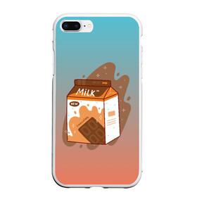 Чехол для iPhone 7Plus/8 Plus матовый с принтом Шоколадное молоко в коробке в Екатеринбурге, Силикон | Область печати: задняя сторона чехла, без боковых панелей | еда | коробка | молоко | молочко | персик | персиковое молоко