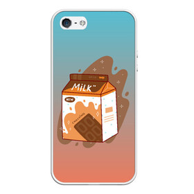 Чехол для iPhone 5/5S матовый с принтом Шоколадное молоко в коробке в Екатеринбурге, Силикон | Область печати: задняя сторона чехла, без боковых панелей | еда | коробка | молоко | молочко | персик | персиковое молоко