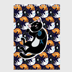 Скетчбук с принтом Японские котики в Екатеринбурге, 100% бумага
 | 48 листов, плотность листов — 100 г/м2, плотность картонной обложки — 250 г/м2. Листы скреплены сверху удобной пружинной спиралью | группа | животные | кот | кот с рыбой | котики | манэки нэко | манящий кот | чёрный кот | япония