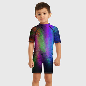 Детский купальный костюм 3D с принтом Neon Lights в Екатеринбурге, Полиэстер 85%, Спандекс 15% | застежка на молнии на спине | drops | lights | neon | water | запотевшее | неоновое | стекло