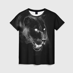 Женская футболка 3D с принтом Panther в Екатеринбурге, 100% полиэфир ( синтетическое хлопкоподобное полотно) | прямой крой, круглый вырез горловины, длина до линии бедер | animal | panther | roar | wild | пантера