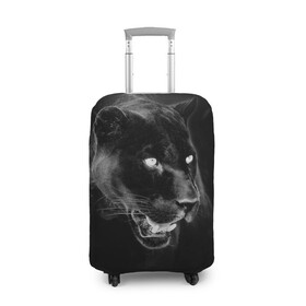 Чехол для чемодана 3D с принтом Panther в Екатеринбурге, 86% полиэфир, 14% спандекс | двустороннее нанесение принта, прорези для ручек и колес | Тематика изображения на принте: animal | panther | roar | wild | пантера