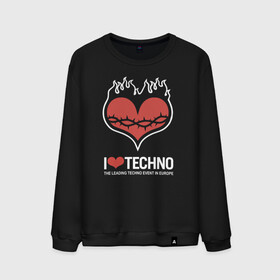 Мужской свитшот хлопок с принтом I love techno в Екатеринбурге, 100% хлопок |  | Тематика изображения на принте: i love techno | love | techno | техно | я люблю техно