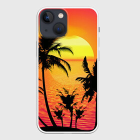 Чехол для iPhone 13 mini с принтом Прибрежный закат в Екатеринбурге,  |  | закат | лето | море | отпуск | пляж | путешествия | солнце