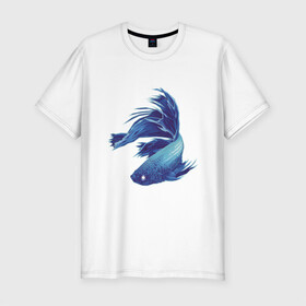 Мужская футболка хлопок Slim с принтом Рыбка петушок в Екатеринбурге, 92% хлопок, 8% лайкра | приталенный силуэт, круглый вырез ворота, длина до линии бедра, короткий рукав | петушок | рыба
