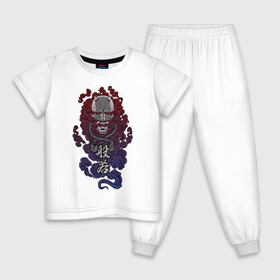 Детская пижама хлопок с принтом Дух Хання в Екатеринбурге, 100% хлопок |  брюки и футболка прямого кроя, без карманов, на брюках мягкая резинка на поясе и по низу штанин
 | anbu | japan | japanese style | ninja | samurai | shinobi | анбу | демон | канагава | киберпанк | киото | кицуне | кицунэ | маска самурая | ниндзя | они | осака | самурай | сёгун | синоби | тенгу | тэнгу | хання | ханья | шиноби