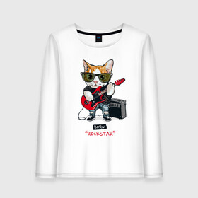 Женский лонгслив хлопок с принтом КРУТОЙ КОТ ГИТАРИСТ в Екатеринбурге, 100% хлопок |  | and | cat | cats | cute | funny | guitar | heavy | kitten | kitty | meow | metal | music | n | pet | playing | rock | roll | star | гитара | гитарист | кот | котик | коты | кошка | кошки | крутой | музыка | рок
