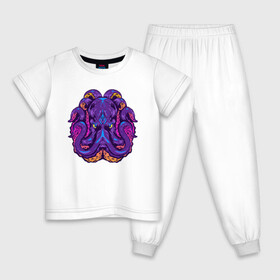 Детская пижама хлопок с принтом Злой осьминог в Екатеринбурге, 100% хлопок |  брюки и футболка прямого кроя, без карманов, на брюках мягкая резинка на поясе и по низу штанин
 | octopus | морской житель | океан | осьминог