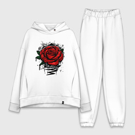 Женский костюм хлопок Oversize с принтом Красная Роза | Red Rose в Екатеринбурге,  |  | flower | flowers | green | nature | pattern | red | rose | roses | spring | summer | весна | зеленый | краски | красная | лето | листва | листья | паттерн | природа | роза | розы | узор | фауна | флора | цветок | цветы