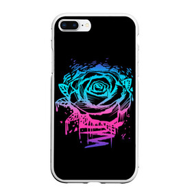 Чехол для iPhone 7Plus/8 Plus матовый с принтом Неоновая Роза Neon Rose в Екатеринбурге, Силикон | Область печати: задняя сторона чехла, без боковых панелей | flower | flowers | green | nature | neon | pattern | red | rose | roses | spring | summer | весна | зеленый | краски | красная | лето | листва | листья | неон | неоновая | паттерн | природа | роза | розы | узор | фауна | флора | цветок | цветы