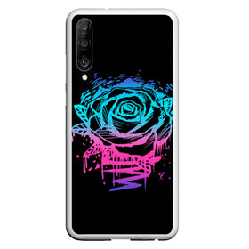 Чехол для Honor P30 с принтом Неоновая Роза Neon Rose в Екатеринбурге, Силикон | Область печати: задняя сторона чехла, без боковых панелей | flower | flowers | green | nature | neon | pattern | red | rose | roses | spring | summer | весна | зеленый | краски | красная | лето | листва | листья | неон | неоновая | паттерн | природа | роза | розы | узор | фауна | флора | цветок | цветы