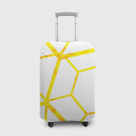 Чехол для чемодана 3D с принтом Hexagon в Екатеринбурге, 86% полиэфир, 14% спандекс | двустороннее нанесение принта, прорези для ручек и колес | hexagon | high tech | lines | sun | yellow | линии | многоугольник | насыщенный желтый | паутина | солнце | хай тек | шестиугольник | яркий