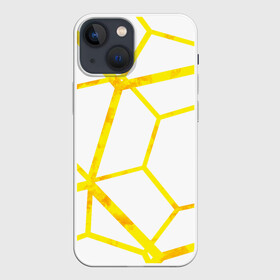 Чехол для iPhone 13 mini с принтом Hexagon в Екатеринбурге,  |  | hexagon | high tech | lines | sun | yellow | линии | многоугольник | насыщенный желтый | паутина | солнце | хай тек | шестиугольник | яркий