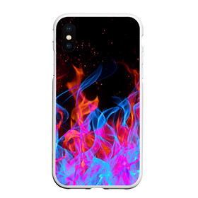 Чехол для iPhone XS Max матовый с принтом ТРИ ОГНЯ FIRE СИНИЙ ОГОНЬ в Екатеринбурге, Силикон | Область печати: задняя сторона чехла, без боковых панелей | fire | взрыв. | горит | огонь | пламя | пожар | розовый огонь | синий огонь | три огня