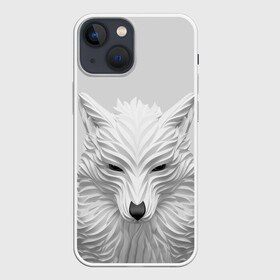 Чехол для iPhone 13 mini с принтом БЕЛЫЙ ВОЛК в Екатеринбурге,  |  | abstraction | animal | art | beast | white | wolf | абстракция | арт | белый | бумага | взгляд | волк | зверь | хищник