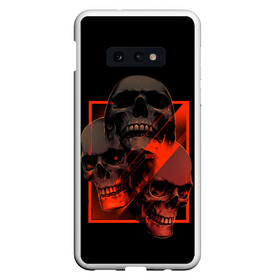 Чехол для Samsung S10E с принтом Skulls | Черепа в Екатеринбурге, Силикон | Область печати: задняя сторона чехла, без боковых панелей | Тематика изображения на принте: bones | dark | darkness | dead | death | head | human | red | skull | skulls | голова | кости | красный | мертвец | мертвый | темнота | темный | тьма | человек | череп | черепа