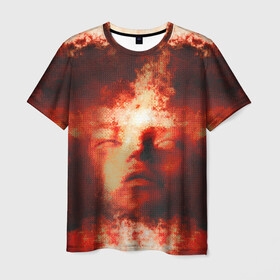 Мужская футболка 3D с принтом Озарение в Екатеринбурге, 100% полиэфир | прямой крой, круглый вырез горловины, длина до линии бедер | иллюстрация | картина | красная | молодежная | портрет | со смыслом | стиль