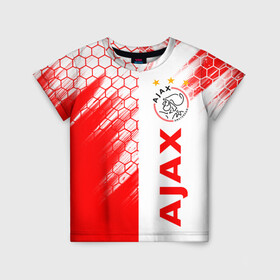 Детская футболка 3D с принтом FC AJAX AMSTERDAM / ФК АЯКС в Екатеринбурге, 100% гипоаллергенный полиэфир | прямой крой, круглый вырез горловины, длина до линии бедер, чуть спущенное плечо, ткань немного тянется | ajax amsterdam | fifa | football | football club. | sport | uefa | английская премьер лига | аякс амстердам | лига финал | матч | спорт | уефа | финал | фифа | футбол | футбольный клуб