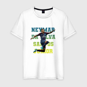 Мужская футболка хлопок с принтом Neymar (сборная Бразилии) в Екатеринбурге, 100% хлопок | прямой крой, круглый вырез горловины, длина до линии бедер, слегка спущенное плечо. | neymar | барселона | неймар | сборная бразилии | футболист | футбольная форма