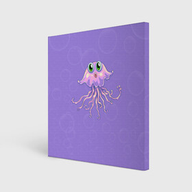 Холст квадратный с принтом Осьминог милый в Екатеринбурге, 100% ПВХ |  | cute | octopus | милый | осьминог | осьминожка | тентакли