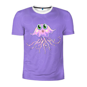 Мужская футболка 3D спортивная с принтом Осьминог милый в Екатеринбурге, 100% полиэстер с улучшенными характеристиками | приталенный силуэт, круглая горловина, широкие плечи, сужается к линии бедра | cute | octopus | милый | осьминог | осьминожка | тентакли