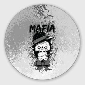 Коврик для мышки круглый с принтом Mafia в Екатеринбурге, резина и полиэстер | круглая форма, изображение наносится на всю лицевую часть | art | арт | графика | животные | звери | мафиози | мафия | обезьяна