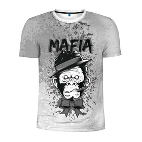 Мужская футболка 3D спортивная с принтом Mafia в Екатеринбурге, 100% полиэстер с улучшенными характеристиками | приталенный силуэт, круглая горловина, широкие плечи, сужается к линии бедра | art | арт | графика | животные | звери | мафиози | мафия | обезьяна