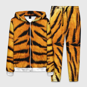 Мужской костюм 3D с принтом Шкура Тигра в Екатеринбурге, 100% полиэстер | Манжеты и пояс оформлены тканевой резинкой, двухслойный капюшон со шнурком для регулировки, карманы спереди | skin | tiger | wool | тигр