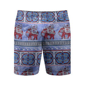 Мужские шорты спортивные с принтом Индийский Орнамент в Екатеринбурге,  |  | indian | ornament | индия | орнамент | слоны