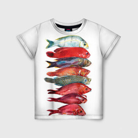 Детская футболка 3D с принтом рыбки в Екатеринбурге, 100% гипоаллергенный полиэфир | прямой крой, круглый вырез горловины, длина до линии бедер, чуть спущенное плечо, ткань немного тянется | ocean | sea | sea animal | графика | лосось | море | океан | рисунок рыбы | рыба | рыбалка | форель