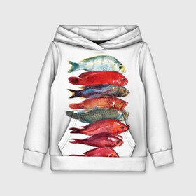 Детская толстовка 3D с принтом рыбки в Екатеринбурге, 100% полиэстер | двухслойный капюшон со шнурком для регулировки, мягкие манжеты на рукавах и по низу толстовки, спереди карман-кенгуру с мягким внутренним слоем | ocean | sea | sea animal | графика | лосось | море | океан | рисунок рыбы | рыба | рыбалка | форель