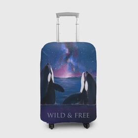 Чехол для чемодана 3D с принтом косатка в Екатеринбурге, 86% полиэфир, 14% спандекс | двустороннее нанесение принта, прорези для ручек и колес | Тематика изображения на принте: ocean | orca | sea | sea animal | дельфин | касатка | кит | море | океан | рисунок кита