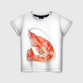 Детская футболка 3D с принтом креветка в Екатеринбурге, 100% гипоаллергенный полиэфир | прямой крой, круглый вырез горловины, длина до линии бедер, чуть спущенное плечо, ткань немного тянется | ocean | sea | sea animal | креветка | лобстер | море | океан | рак