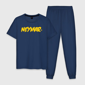 Мужская пижама хлопок с принтом Neymar Jr logo в Екатеринбурге, 100% хлопок | брюки и футболка прямого кроя, без карманов, на брюках мягкая резинка на поясе и по низу штанин
 | brazil | champions | fifa | junior | neymar | neymar jr | paris saint germain | psg | uefa | бразилия | джуниор | младший | наймар | неймар | пари сен жермен | петух | псж | сборная бразилии | уефа | фифа | футбик | футбол 