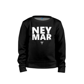 Детский свитшот хлопок с принтом Neymar Jr white logo в Екатеринбурге, 100% хлопок | круглый вырез горловины, эластичные манжеты, пояс и воротник | Тематика изображения на принте: brazil | champions | fifa | junior | neymar | neymar jr | paris saint germain | psg | uefa | бразилия | джуниор | младший | наймар | неймар | пари сен жермен | петух | псж | сборная бразилии | уефа | фифа | футбик | футбол 