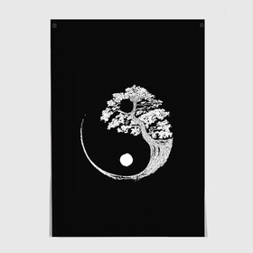 Постер с принтом Yin and Yang. Bonsai Tree в Екатеринбурге, 100% бумага
 | бумага, плотность 150 мг. Матовая, но за счет высокого коэффициента гладкости имеет небольшой блеск и дает на свету блики, но в отличии от глянцевой бумаги не покрыта лаком | black | bonsai | buddhism | dualism | esotericism | evil | good | japan | negative | philosophy | positive | tree | white | yang | yin | zen | белое | бонсай | буддизм | дерево | дзен | добро | древо | дуализм | зло | инь | негатив | позитив | философия |