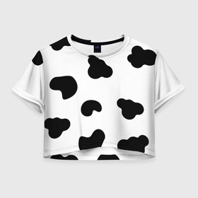 Женская футболка Crop-top 3D с принтом Cow print в Екатеринбурге, 100% полиэстер | круглая горловина, длина футболки до линии талии, рукава с отворотами | cow | summertime | корова | лето | минимализм