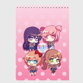 Скетчбук с принтом DOKI DOKI LITERATURE CLUB в Екатеринбурге, 100% бумага
 | 48 листов, плотность листов — 100 г/м2, плотность картонной обложки — 250 г/м2. Листы скреплены сверху удобной пружинной спиралью | club | doki doki | literature | monika | natsuki | novel | saeri | yuri | доки доки | клуб | литературный | моника | нацуки | роман | саёри | юри